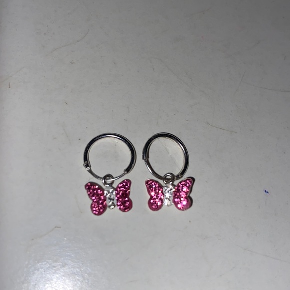 Rhinestone Butterfly Hanging Earrings - Picture 2 of 2